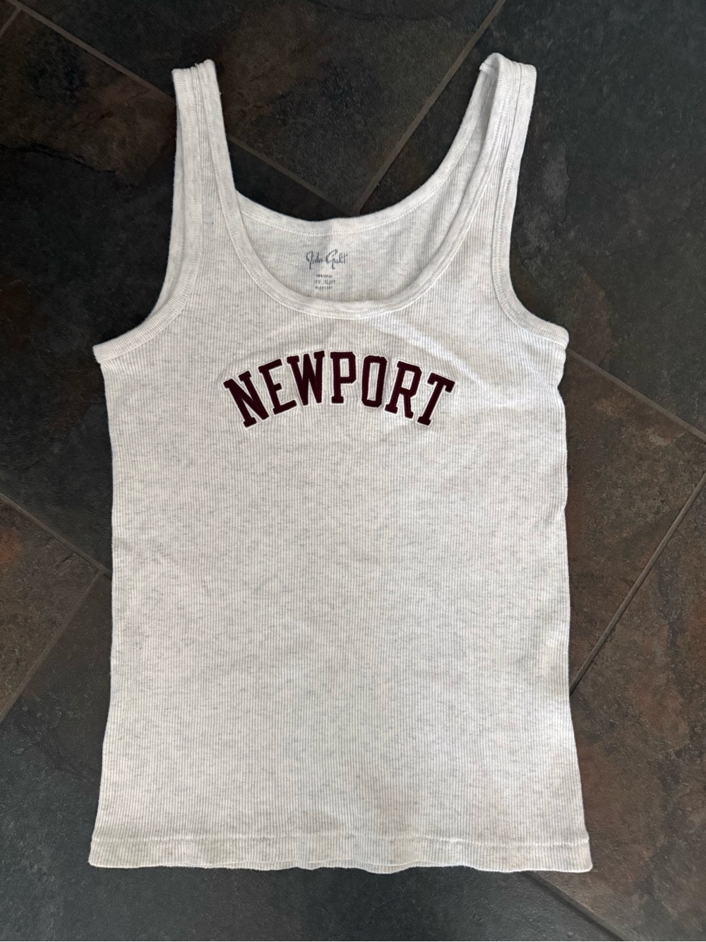 Brandy Melville Light Gray Tank with Maroon Newport Logo